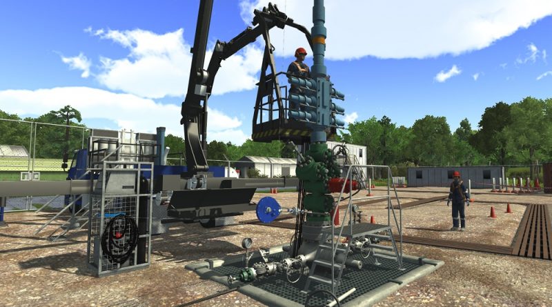3D graphical representation of a wireline operation taking place on a land rig